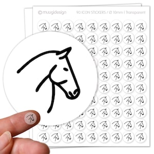90 Aufkleber, Pferd, Reiten, Pferdesport - transparent, Ø 10mm