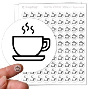 90 Aufkleber Tasse, Teetasse, trinken, Kaffeetasse - transparent, Ø 10mm