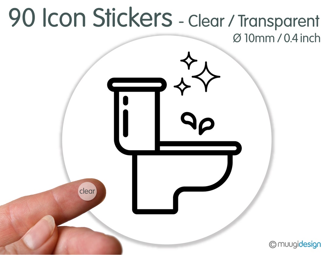 Icon Stickers Cleaning Bathroom Toilet Clear Transparent - Etsy