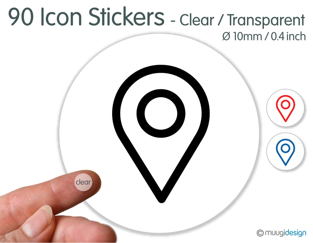 Locator Sticker 90 Icon Stickers Location, Map, Pin Clear Transparent - Etsy Denmark