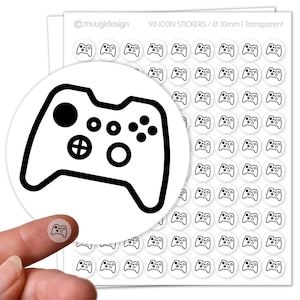 90 stickers gamepad, controller, game console - transparent, Ø 10 mm