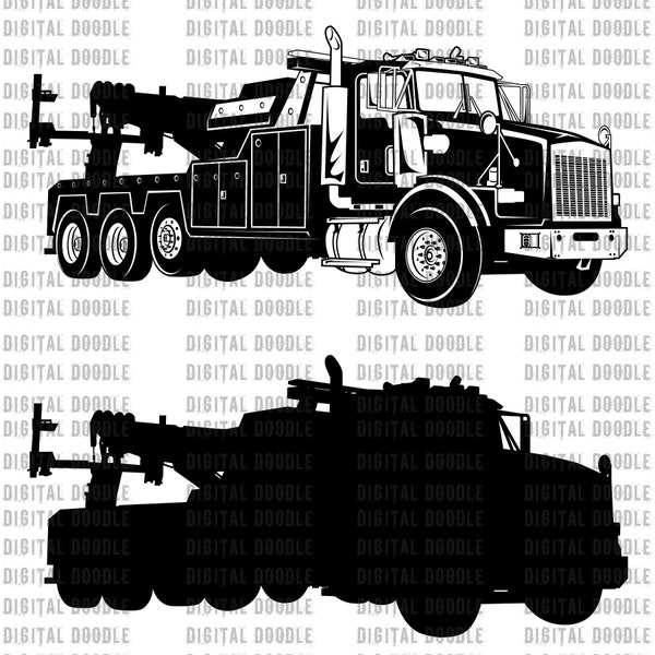 Tow Truck SVG Heavy Duty Wrecker Vector Clipart Personal Use