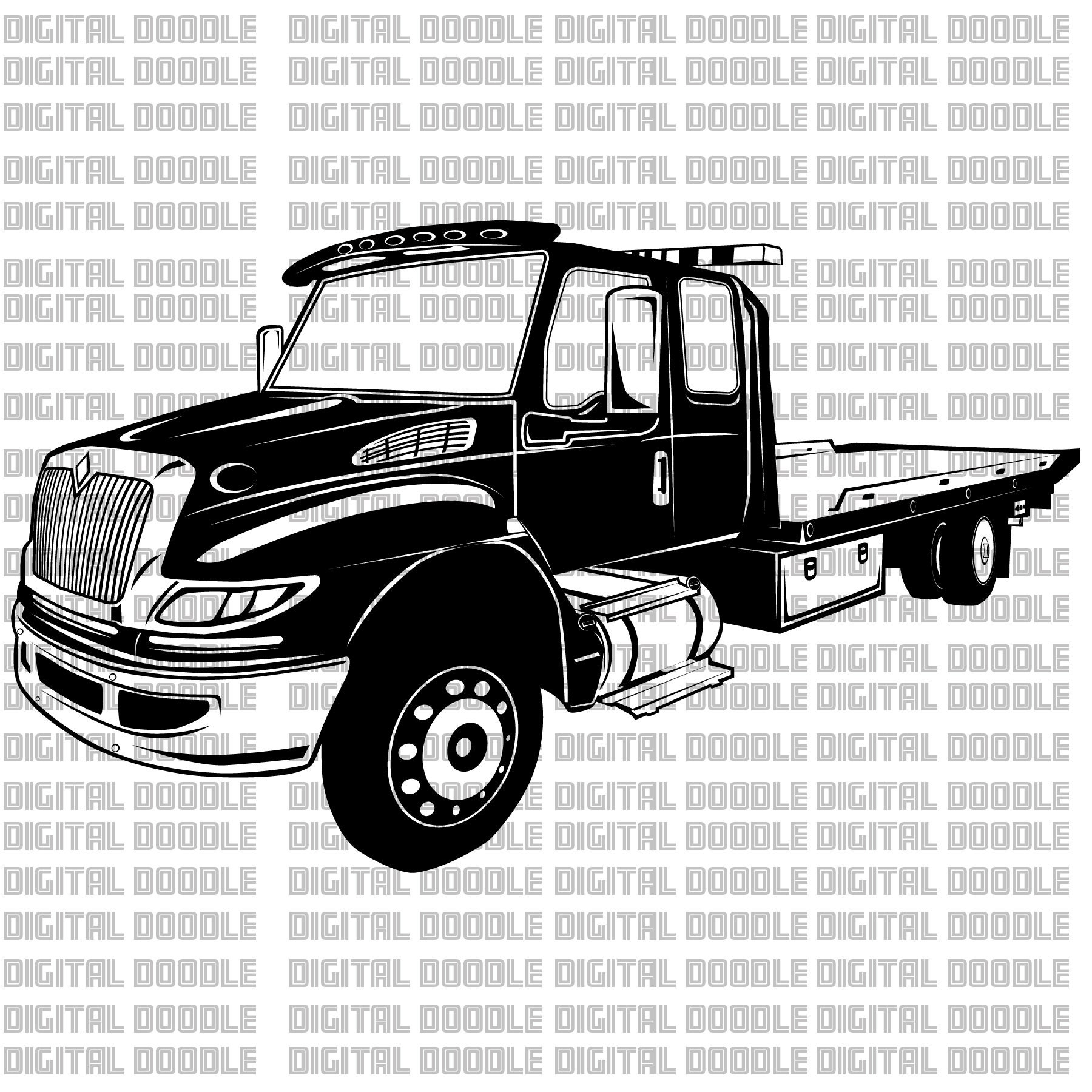 Flatbed Tow Trucks Clipart