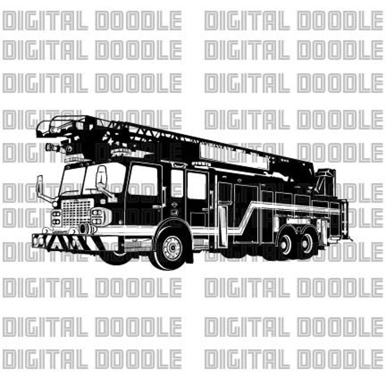 Fire Truck SVG Ladder Truck SVG Clip Art Vector Digital Etsy
