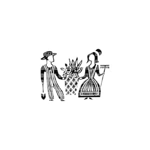 Vintage Pyrex Amish Butterprint Couple SVG Clip Art Vector Digital Download Personal Use