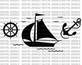 Vintage McKee Sailboat SVG Clip Art Vector Digital Download Personal Use