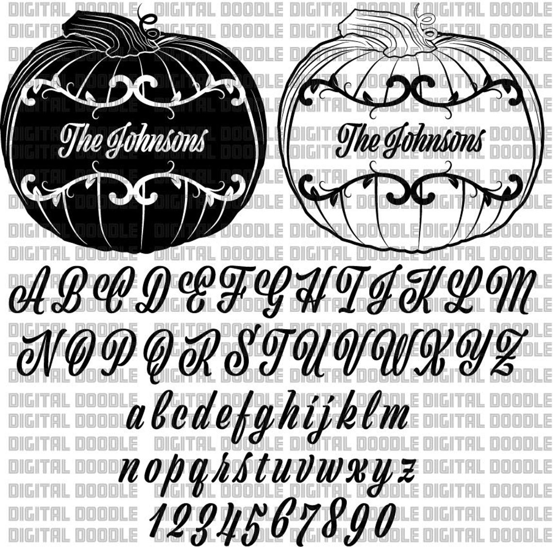 Pumpkin SVG Bundle Viktor Script Font SVG Jackolantern Clip Etsy