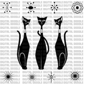 MCM Katzen Bundle svg eps dxf png Persönlicher Gebrauch