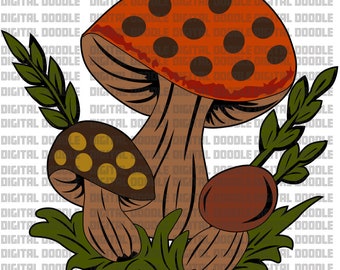 Vintage Merry Mushroom SVG Clip Art Vektor Digitaler Download für den persönlichen Gebrauch