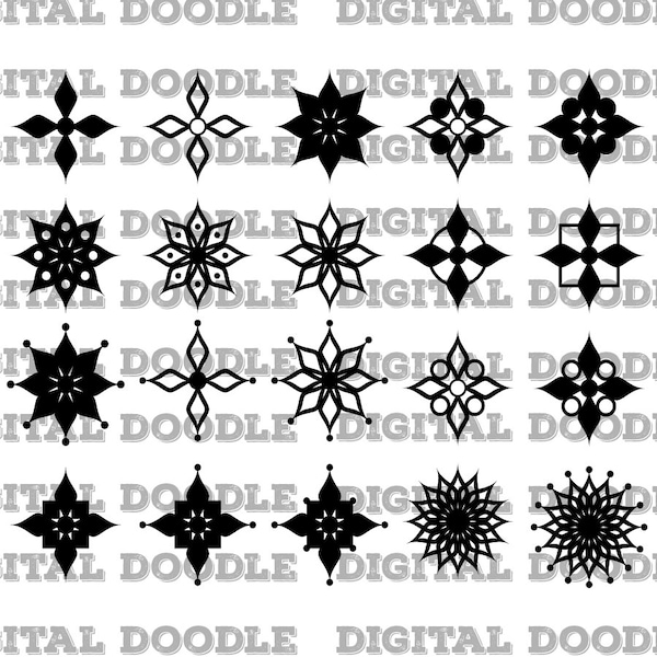 MCM Retro Atomic Starburst Elements Bundle svg dxf png eps Personal Use