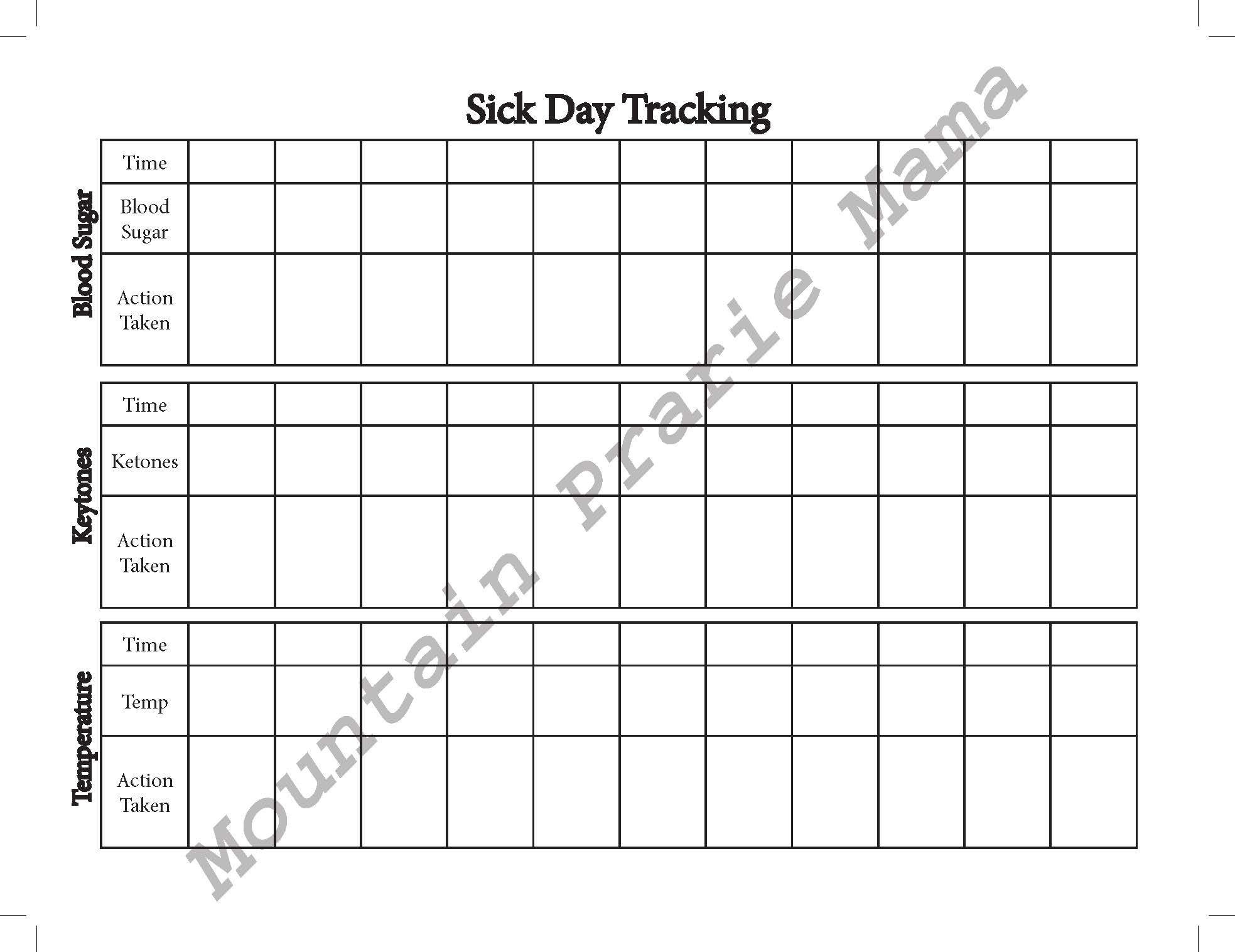 Diabetes Planner Sick Day Tracking Etsy