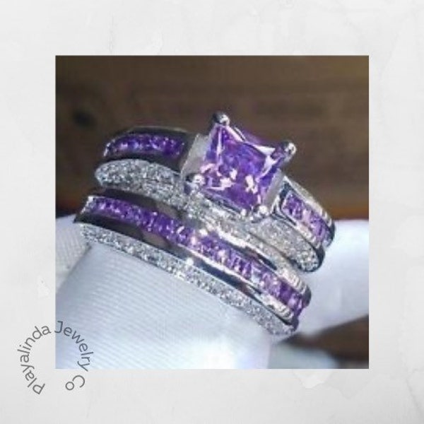 Purple Wedding Ring Etsy