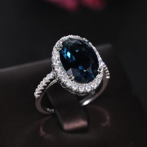 London Blue Topaz Ring Sterling Silver Ring Engagement Promise Ring ...