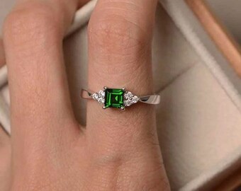 | Elegant Ring Gold Plated Rose Gold Plated Silver Rings Cz Gemstone Rings Weddings Rings | Green Stone Bridge Rings