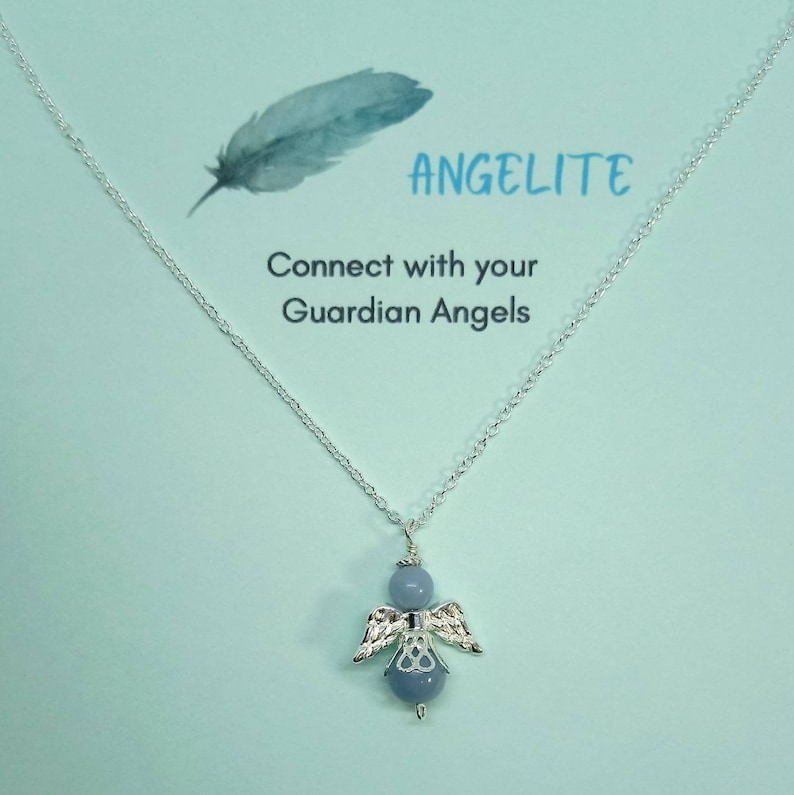 Angelite Necklace Heavenly Guidance Necklace Angel Connection Necklace Angelic Guidance Necklace Guardian Angel Necklace