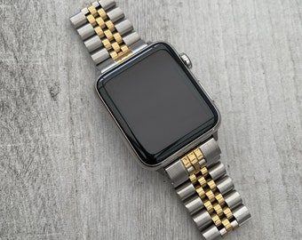 Cinturino Apple Watch in acciaio inossidabile Giubileo argento + oro per Apple Watch ULTRA 8 7 6 5 4 SE 38/40 / 41mm 42/44/45 / 49mm cinturino in acciaio