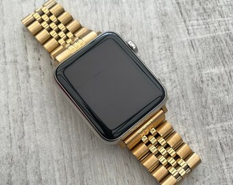 Black / Silver Jubilee Stainless Steel Metal Apple Watch Band 