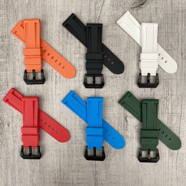 For Officine Panerai Luminor Marina PAM 24mm Black / Bue / Green / Red / White / Orange Rubber Silicone Watch Strap Band watch strap Band