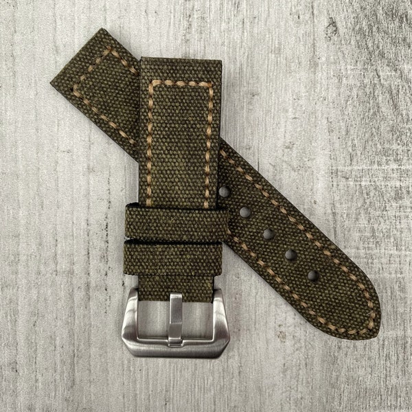 20mm 22mm 24mm 26mm Green Military Army Canvas leather watch strap Band For Officine Panerai Luminor Marina Radiomir PAM & Other Watches