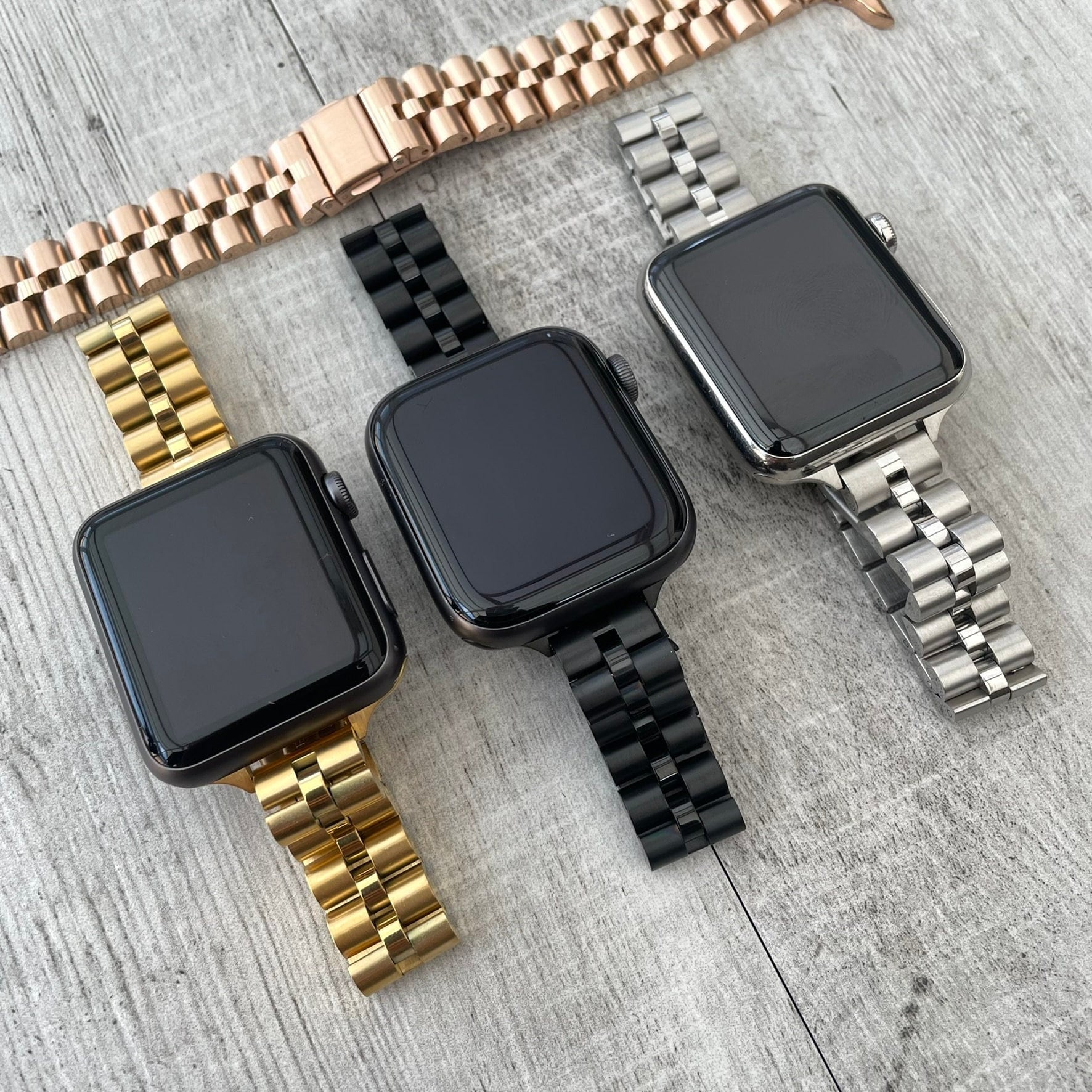 Bracelet Apple Watch Series 9/8/SE (2022)/7/SE/6/5/4/3/2/1 en Acier  Inoxydable - 41mm/40mm/38mm