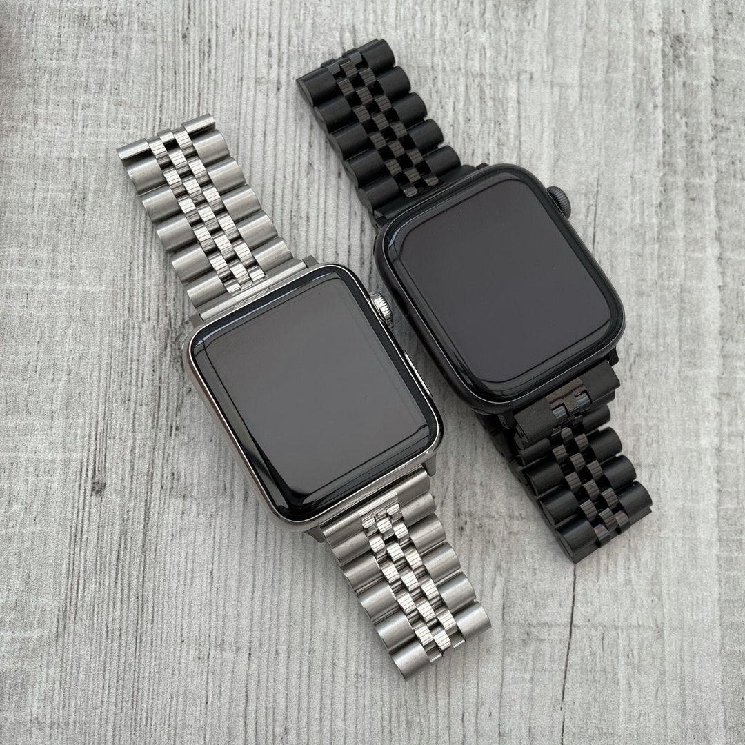 Black Jubilee Stainless Steel Metal Apple Watch Band - Etsy