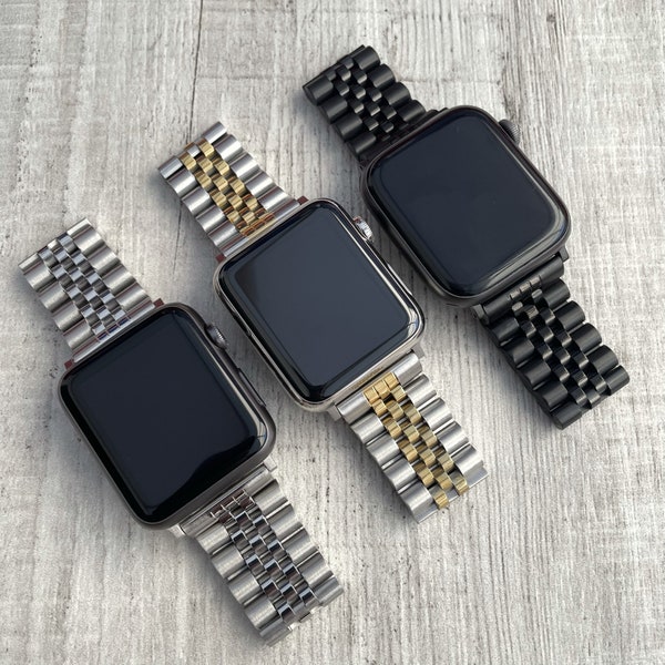 Schwarz / Silber / Gold / Rose Gold Jubilee Edelstahl Apple Watch Armband für Apple Watch Ultra 9 8 7 6 5 38/40/41mm - 42/44/45/49mm