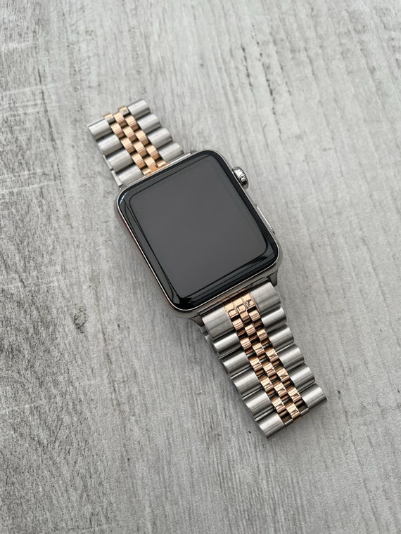 StrapKingUK Black / Silver / Gold / Rose Gold Jubilee Stainless Steel Apple Watch Band Strap for Apple Watch Ultra 9 8 7 6 5 38/40/41mm - 42/44/45/49mm