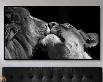 Lions Love Wall Art Canvas and Poster digital image high quality 300 dpi. Downloadable - Home Decor