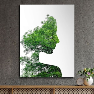 Baum Frau Gesicht Silhouette Wand Kunst Leinwand Hohe Qualität | Wohnkultur Kunst Modern | Dekoration POSTER oder LEINWAND BEREIT zum Aufhängen