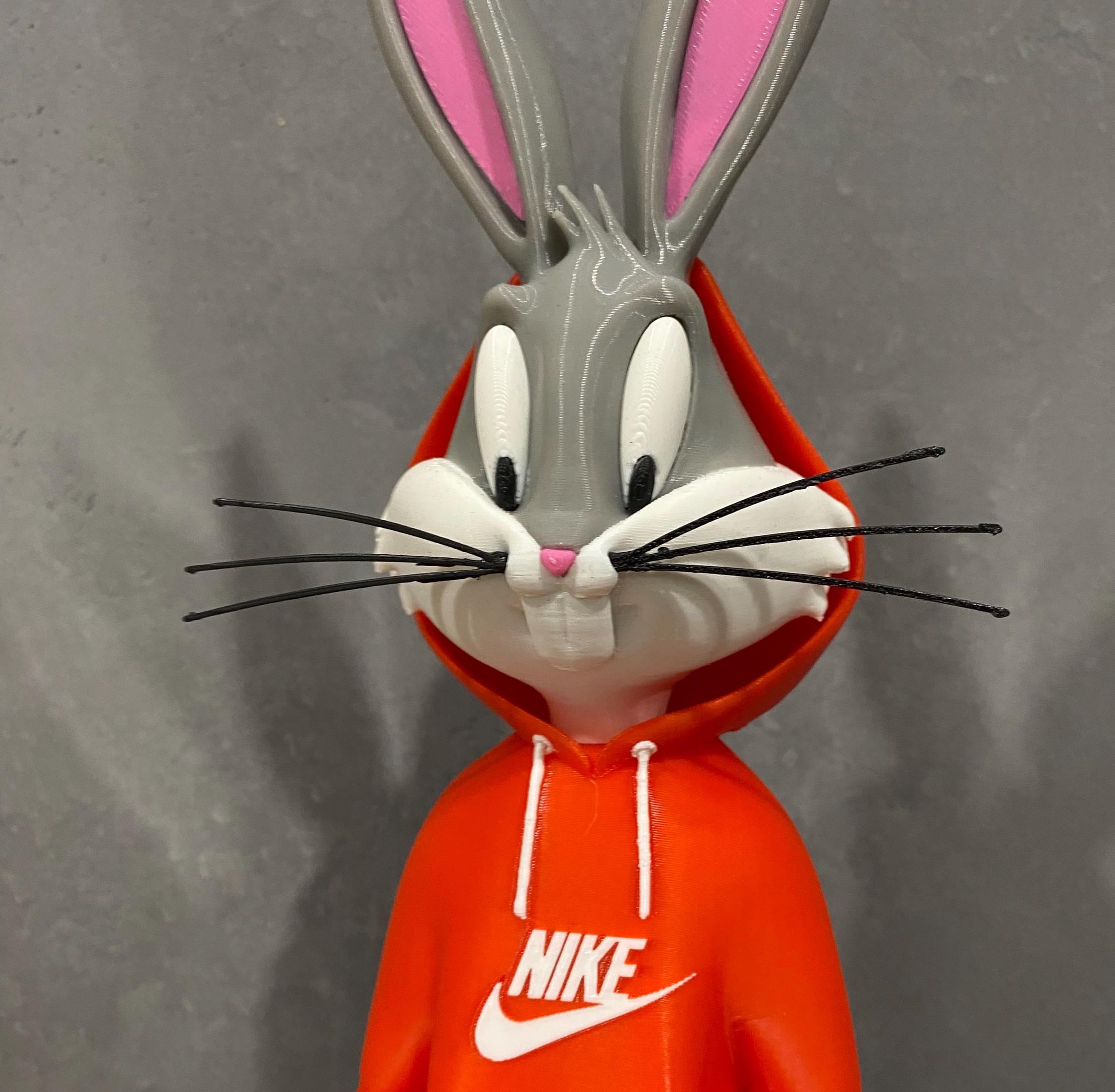 Urban Bugs Bunny Statue RED Hoody, 3D Printed, Modern Streetwear