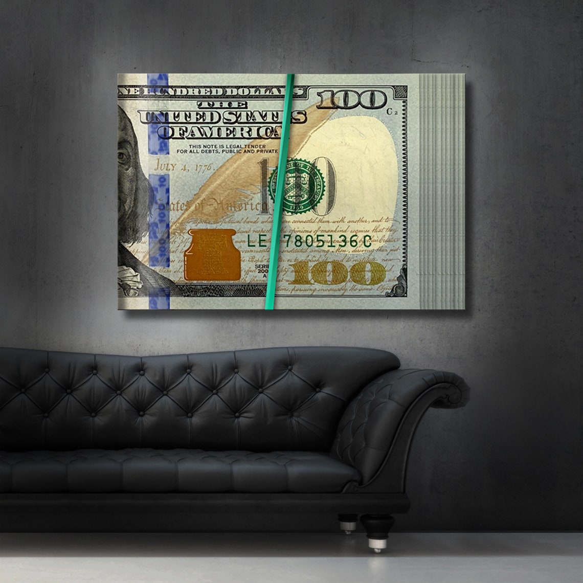 100 Dollar Bill Banknote Canvas painting and poster ready to Etsy