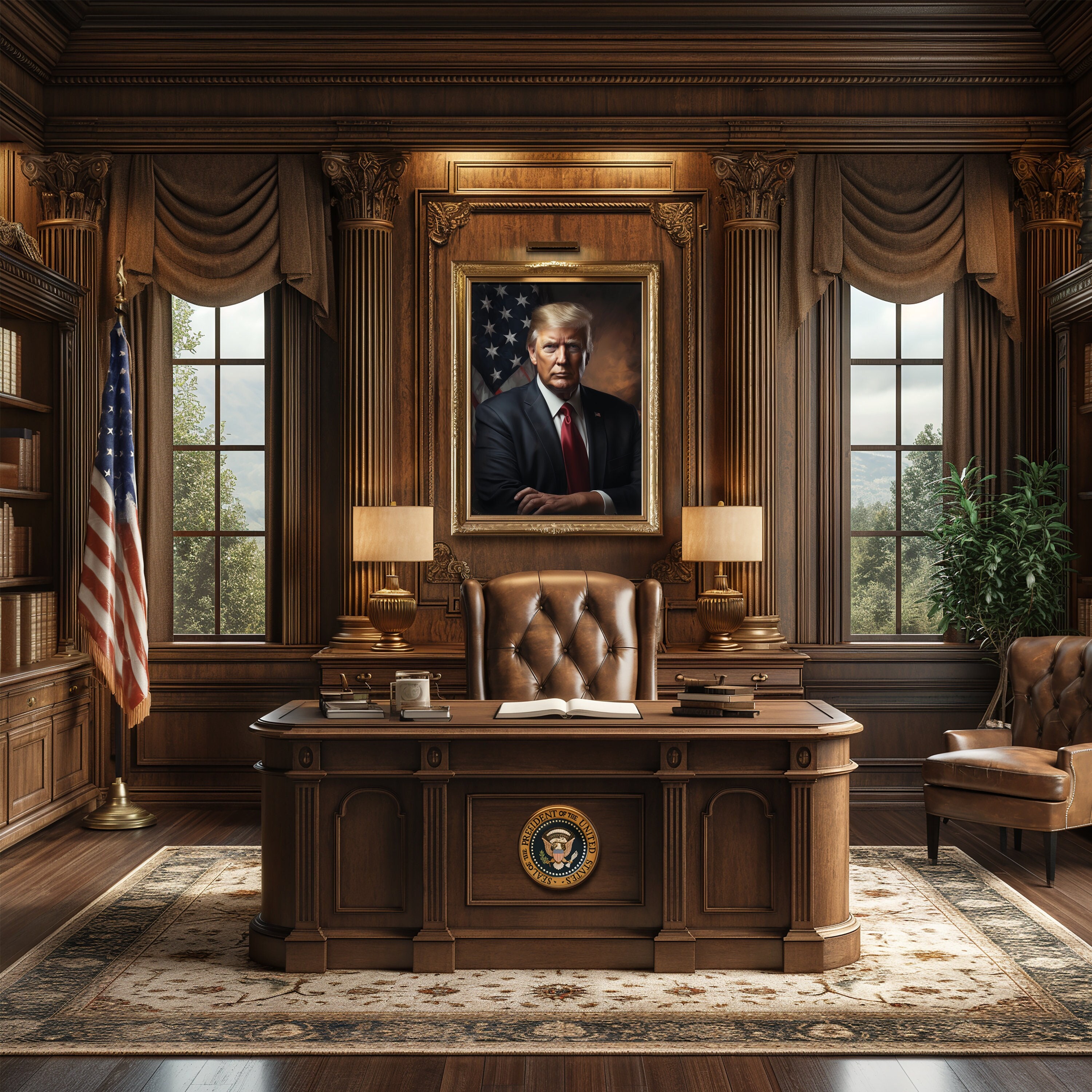 Donald Trump Portrait Print | President 2024, Wall Art Canvas or Poster ...