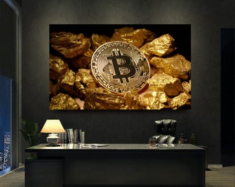 Bitcoin Gold Crypto money Wall Art. Digital print for Canvas or poster. Top Home & office decor. High Quality 300 dpi. Downloadable
