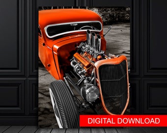 Hot Rod Car. Wall Art Canvas. Printable  Digital, Download for print