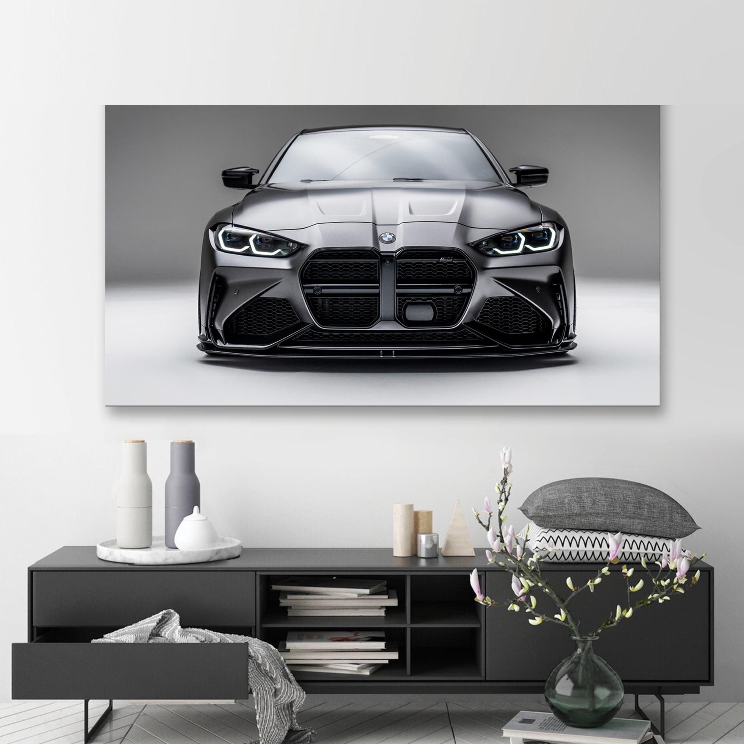 BMW M4 G82 sport car wall art print on natural canvas or poster paper. Cool decor for home and office. A high quality.
