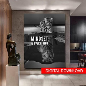 Tiger Mentalität ist alles. Wandkunst Leinwand. Printable Digital, Download für den Druck