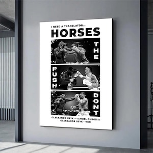 Oleksandr Usyk vs Daniel Dubois Legendary Boxing. Don&#39;t push the horses. Wall Art Canvas or paper poster print. High Quality
