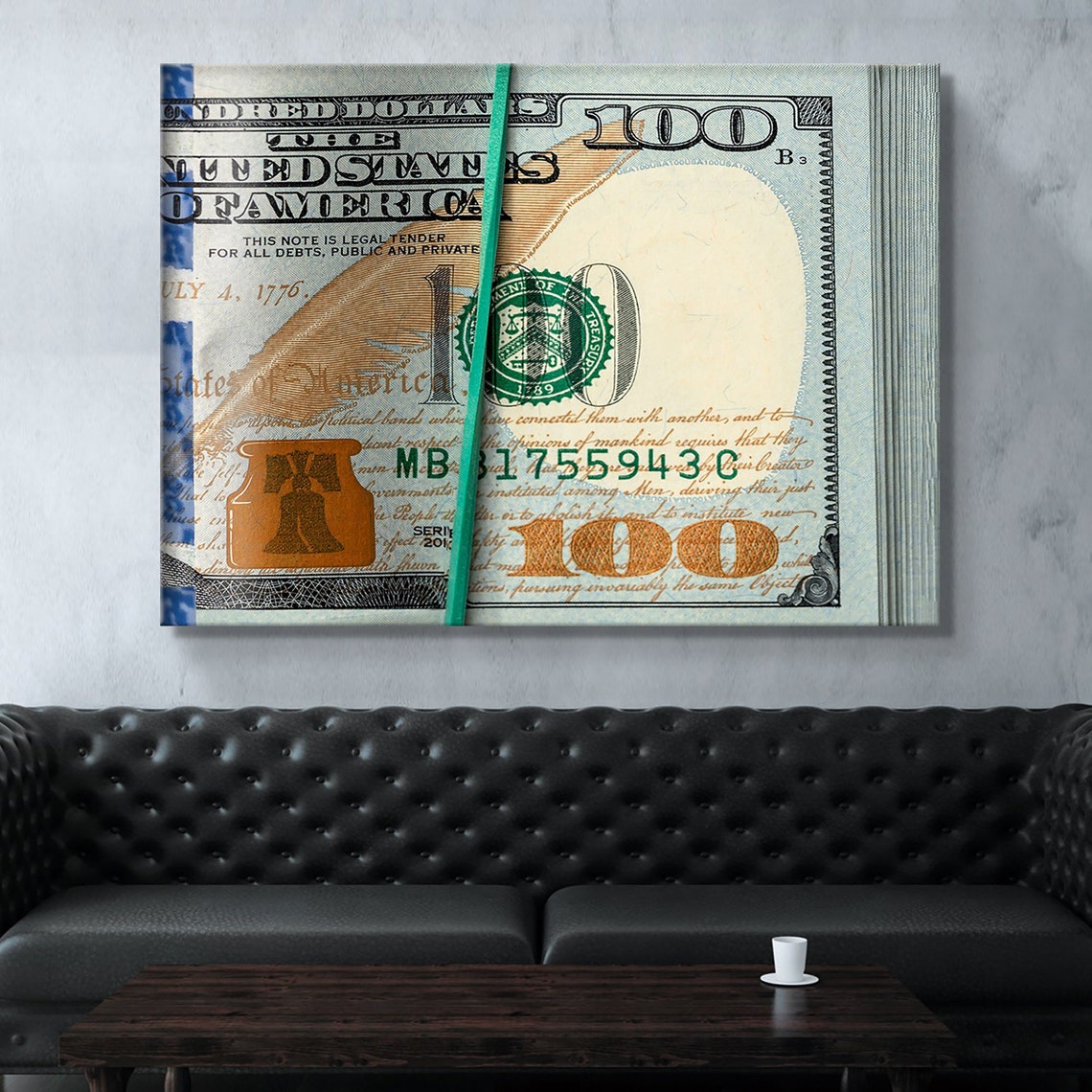 100 Dollar Bill Banknote Canvas painting and poster ready to Etsy