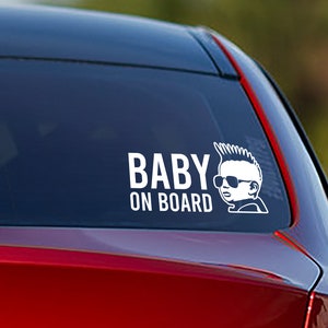 Naklejka na samochód z napisem „Baby on board” | Naklejka na okno i zderzak | Naklejki winylowe na samochód