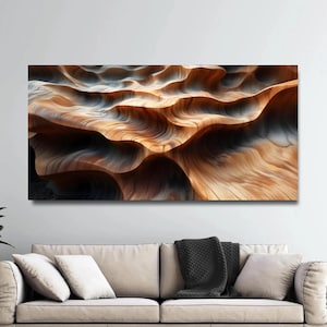 Waved Wood Canvas Print – Natural Wood Texture Wall Decor. Modern Abstract Art Living Room Decor. Canvas and poster. CANVAS READY to Hang.