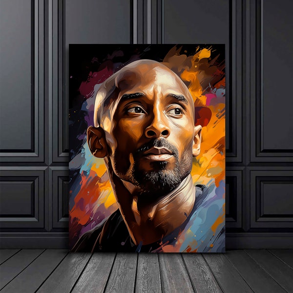 Kobe Bryant Portrait artistique Légende du basket-ball. Mamba. Joueur de basketball. Toile ou affiche d’art mural. Haute qualité
