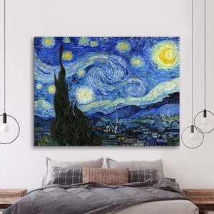 The Starry Night (1889) - Vincent Van Gogh | Vincent Van Gogh Canvas Print and Poster High Quality | Home Decor
