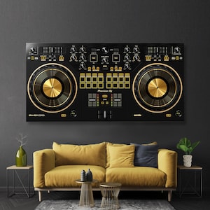 Giradischi DJ Stampa artistica da parete su tela o carta Alta qualità. Decorazioni musicali per la casa e l'ufficio.