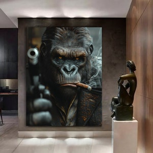Gangster di gorilla. Tela artistica da parete o carta per poster per te. Alta qualità