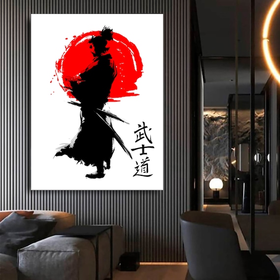 Samurai Japanese. Bushido. 武士 Wall Art on Natural Canvas