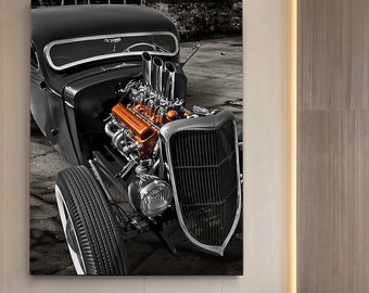 Hot Rod Car Canvas Art Print, Automotive Wall Decor