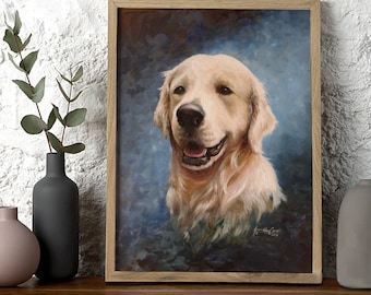 Custom Oil Pet Portrait on Canvas, Commission Oil Painting from photo, Dog memorial, Dog Portrait, Horse Portrait, Cat Portrait, Original