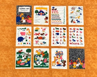 Teacher's Pet crib or baby quilt, for boy or girl, 100% cotton fabrics and batting, lightweight, learing quilt