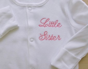 New personalized embroidered any name text baby sleepsuit boy or girl