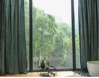 Forest Green Curtain Etsy